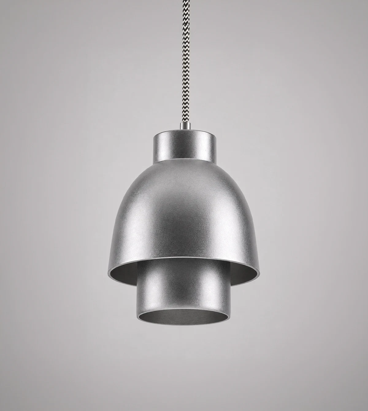5lamp Duo Beam Metalik Gri Çift Gölgeli Metal Sarkıt Avize