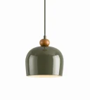 5lamp Sfora Haki Yeşil Metal Ahşap Detaylı E27 Sarkıt Avize