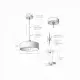 5lamp Solis sarkıt avizenin 35 cm gövde çapı, 10 cm yüksekliği, 12 cm tavan rozeti ve 150 cm ayarlanabilir kablo ölçü çizimi