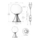5lamp Egg kırmızı metal ve 32 cm opal cam masa lambasının 43 cm toplam yüksekliğini, 15 cm taban çapını ve 2 metre şeffaf anahtarlı kablosunu gösteren teknik ölçü çizimi.