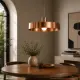 5lamp Solis Bakır Rengi metal sarkıt avize, yuvarlak yemek masası üzerinde dekoratif aydınlatma olarak