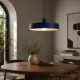 5lamp Solis Mavi metal sarkıt avize, yuvarlak yemek masası üzerinde dekoratif aydınlatma olarak