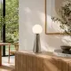 5lamp Lumia Krom Rengi opal cam masa lambası, gün ışığı alan ahşap konsol üzerinde