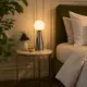 5lamp Lumia Krom Rengi masa lambası, yatak başı sehpasında sıcak ve yumuşak ışığıyla