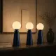Üç adet 5lamp Lumia Mavi opal cam masa lambası, modern konsol üzerinde dekoratif kullanımda