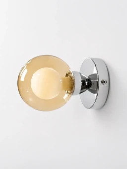 5lamp Sakız Amber Cam Krom Metal G9 Duvar Apliği