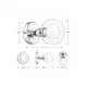 5lamp Sakız Duvar Apliğinin 10 cm cam ve rozet çapı ile 15 cm duvar çıkıntısını gösteren teknik ölçü çizimi