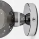 5lamp Sakız Füme duvar apliğinin krom metal rozeti, cam bağlantısı ve montaj vidası yakın plan detayı
