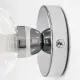 5lamp Sakız Natural duvar apliğinin krom metal rozeti, küresel cam bağlantısı ve montaj vidası yakın plan detayı