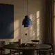 Duo Beam mavi sarkıt aydınlatmanın modern yemek masası üzerinde tekli kullanımı