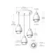 5lamp Duo Beam Trio mavi üçlü sarkıt lambanın 30 cm tavan rozansı, 150 cm ayarlanabilir kabloları, 22 cm gölgelik uzunluğu ile 15 cm dış ve 10 cm iç gölgelik ölçülerini gösteren te