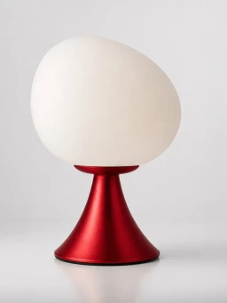 5lamp Egg Metalik Kırmızı Metal Opal Cam E27 Masa Lambası