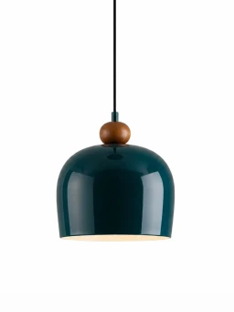 5lamp Sfora Petrol Mavisi Metal Ahşap Detaylı E27 Sarkıt Avize