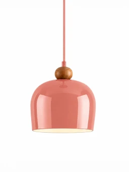 5lamp Sfora Pembe Metal Ahşap Detaylı E27 Sarkıt Avize