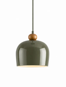 5lamp Sfora Haki Yeşil Metal Ahşap Detaylı E27 Sarkıt Avize